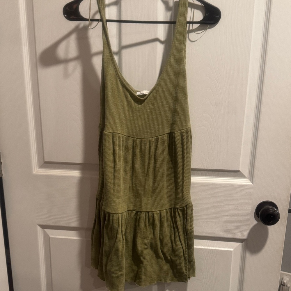 Pull&Bear Sage Ribbed Knit Top